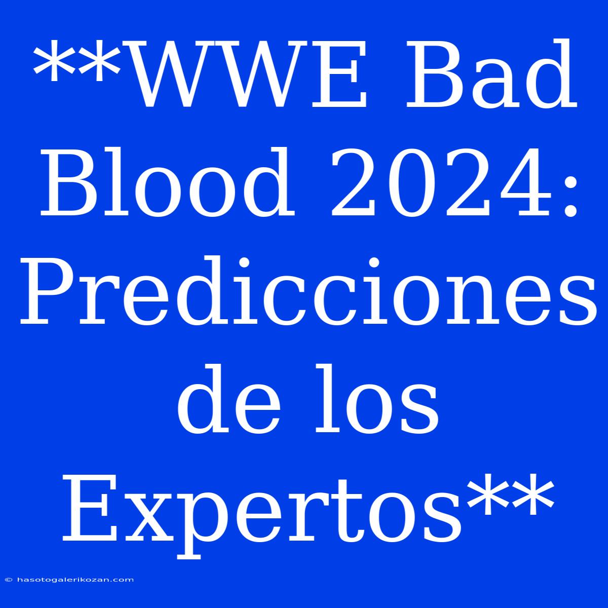 **WWE Bad Blood 2024: Predicciones De Los Expertos**