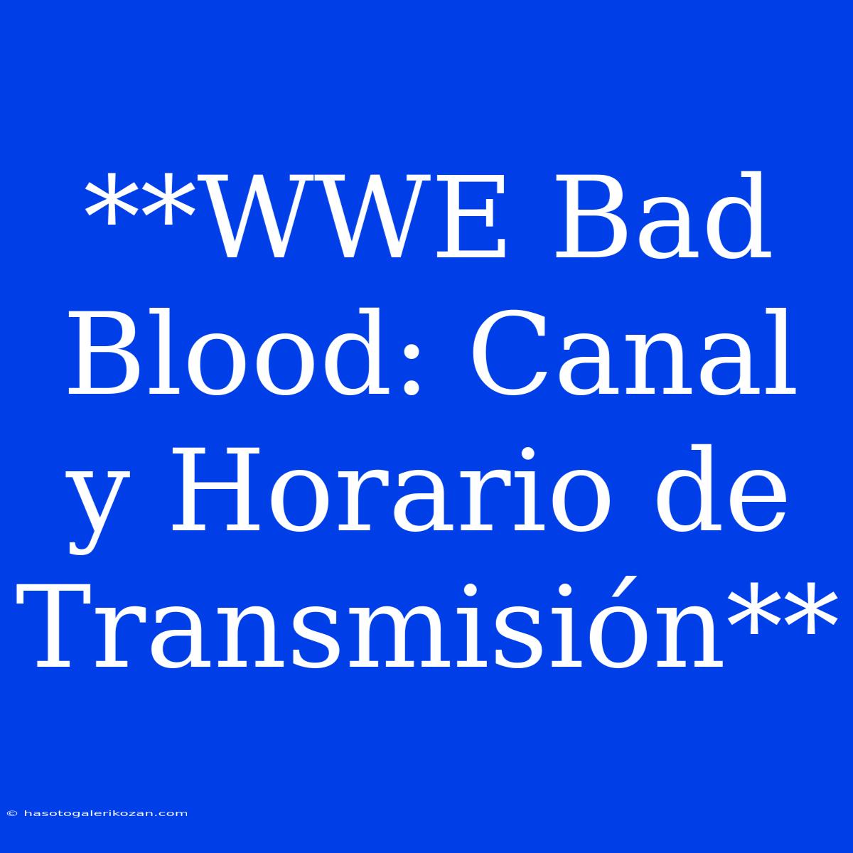 **WWE Bad Blood: Canal Y Horario De Transmisión**