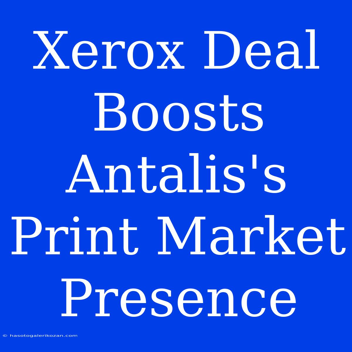 Xerox Deal Boosts Antalis's Print Market Presence